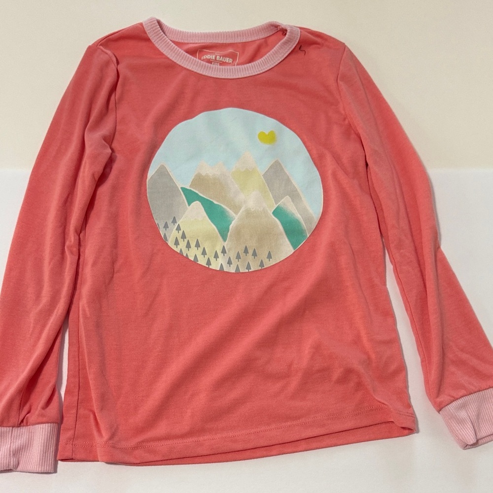 Girls size 10 lot Eddie Bauer Coral Pink & Teal Green Fleece Pajama Sets - Picture 7 of 7